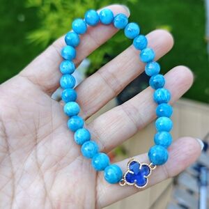 Blue Apatite Beaded Bracelet
